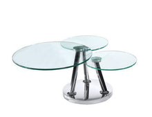 Load image into Gallery viewer, 32" Glass And Metal Round Floor Shelf Coffee Table - Clear And Silver
