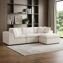 Load image into Gallery viewer, Chenille Modular Sofa Chaise With Ottoman Toss Pillows (725211) - Beige