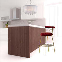 Load image into Gallery viewer, Velvet And Steel Low Back Bar Height Bar Chair - Red / Gold