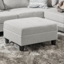 Load image into Gallery viewer, Classic Ottoman With Birch Wood Legs And Fabric Upholstery