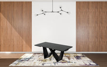 Load image into Gallery viewer, Ceramic Metal Self-Storing Leaf Pedestal Base Extendable Dining Table - Black