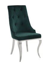 Load image into Gallery viewer, Tufted Upholstered Fabric Dining Side Chairs (Set of 2) - Green / Silver