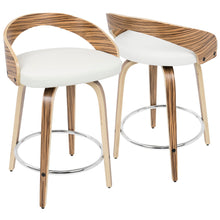Load image into Gallery viewer, Grotto - Contemporary Fixed Height Counter Stool & Swivel With Round Footrest (Set of 2)