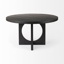 Load image into Gallery viewer, 54" Rounded Solid Wood Pedestal Base Dining Room Table - Black