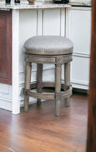 Load image into Gallery viewer, Solid Wood Swivel Backless Counter Height Bar Chair - Pearl Silver / Gray