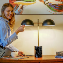 Load image into Gallery viewer, Nova - Hydro Table Lamp With On / Off Switch Double Lamp - Black / Gold / Marble