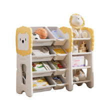 Load image into Gallery viewer, Kids Bookshelf And Toy Storage, 4 Tier Toy Organizers With 8 Removable Storage Bins, Kids Toy Storage Organizer For Study Room - Gray / White / Yellow