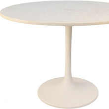 Load image into Gallery viewer, 40" Rounded Marble And Iron Pedestal Base Dining Table - White