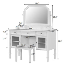 Load image into Gallery viewer, Elegant Makeup Vanity Desk With Adjustable Mirror And Storage And Construction - White