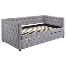 Load image into Gallery viewer, Cross - Upholstered Twin Daybed With Trundle - Gray