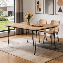 Load image into Gallery viewer, Solid Wood Steel Square Dining Table - Natural / Black
