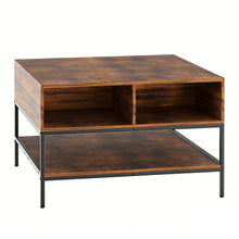 Load image into Gallery viewer, Rustic Flip Top Coffee Table With Hidden Storage - Black / Brown