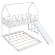 Load image into Gallery viewer, House Bunk Bed With Slide And Built In Ladder