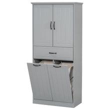 Load image into Gallery viewer, Modern Bathroom Storage Cabinet With Two Laundry Baskets, One Drawer, Adjustable Shelf