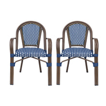 Load image into Gallery viewer, Bistro Chair With 2 Toned Checkered Pattern, (Set of 2) - White / Navy