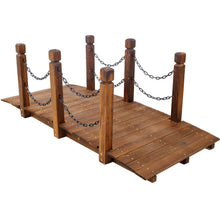 Load image into Gallery viewer, Wooden Arc Footbridge With Chain Railings For Backyard Creek Stained 5 Ft - Brown