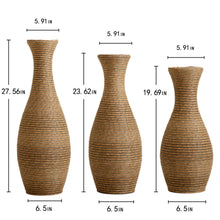 Load image into Gallery viewer, 3 Piece Artificial Rattan Floor Vase Set Decorative Accent For Living Room, Hallway & Entryway, Ideal For Dried Or Silk Flower Arrangements - Beige