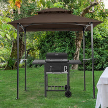 Load image into Gallery viewer, Outdoor Grill Gazebo With Double Tier Soft Top Canopy, Steel Frame, Bar Counters & Hook