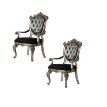 Load image into Gallery viewer, Tufted Fabric Solid Wood Open Back Dining Arm Chairs (Set of 2) - Dark Gray