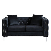 Load image into Gallery viewer, Wide Sofa With Jeweled Buttons Square Arm, 2 Pillows
