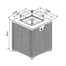 Load image into Gallery viewer, Propane Gas Square Fire Pit, Tile Tabletop With Beautiful Wicker Base For Outside