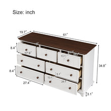 Load image into Gallery viewer, Wooden Captain Seven Drawer Dresser For Bedroom, Living Room, Kids' Room - White / Walnut