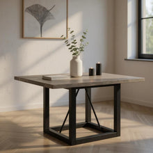 Load image into Gallery viewer, 72" Solid Wood And Iron Frame Base Square Dining Table - Dark Brown