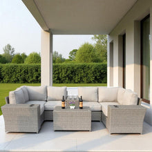 Load image into Gallery viewer, Wicker Outdoor Sectional With Weather Resistant Cushions And Table