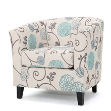 Load image into Gallery viewer, Club Chair With Floral Pattern And Solid Wood Legs - Multi Color