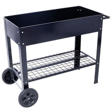 Load image into Gallery viewer, Elevated Mobile Raised Ergonomic Metal Planter Garden Bed With Wheels Powder Coated Steel - Black
