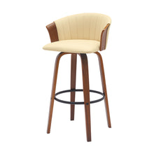 Load image into Gallery viewer, 30" Faux Leather Swivel Bar Height Bar Chair - Cream And Wood Brown