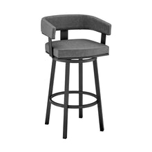 Load image into Gallery viewer, 34" Faux Leather Swivel Low Back Counter Height Bar Chair - Gray / Black