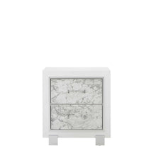 Load image into Gallery viewer, Modern Nightstand With 2 Faux Marble Detailed Front Drawer. - White