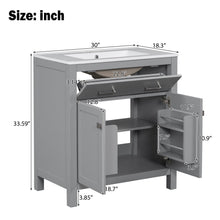 Load image into Gallery viewer, Bathroom Vanity With Ceramic Sink, Modern Single Bathroom Cabinet With 2 Doors And A Shelf, Soft Close Doors