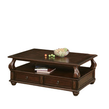 Load image into Gallery viewer, Solid Wood Coffee Table With Two Drawers And Shelf - Dark Brown