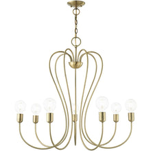 Load image into Gallery viewer, 29" Seven Light Dimmable Chandelier With Shades - Antiqued Brass