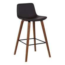Load image into Gallery viewer, Faux Leather And Solid Wood Low Back Counter Height Bar Chair - Black / Brown