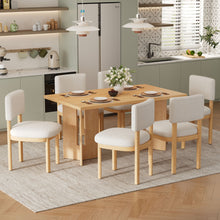Load image into Gallery viewer, Dining Table Set With 6 Upholstered Chairs, Rectangular Table With Cutout Legs