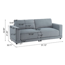 Load image into Gallery viewer, Modern Square Arm Sofa With Soft Fabric Upholstery, Deep Cushions
