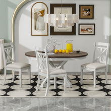 Load image into Gallery viewer, Dining Set With Extendable Round Table And 4 Upholstered Chairs