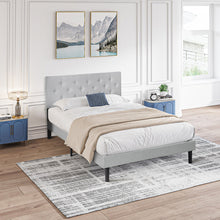 Load image into Gallery viewer, Modern Upholstered Platform Bed Frame With Button Tufted Fabric Headboard