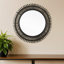 Load image into Gallery viewer, 31" Bamboo Pierced Round Accent Mirror - Black