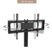 Load image into Gallery viewer, Height And Angle Adjustable Multi-Function Tempered Glass Metal Frame Floor With Lockable Wheels Mobile TV Stand, Lcd / Plasma TV Bracket 2 Tier Tempered Glass Shelves For Multiple Media Devices - Black