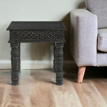 Load image into Gallery viewer, Distressed Solid Wood End Table - Black
