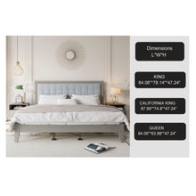 Load image into Gallery viewer, Mid Century Modern Platform Bed With Upholstered Headboard