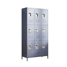 Load image into Gallery viewer, 9 Door Lockers With Lock For Storage In Office, School, Gym, And Bedroom - Gray