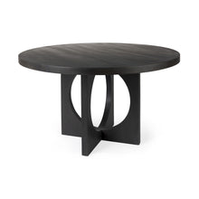 Load image into Gallery viewer, 54" Rounded Solid Wood Pedestal Base Dining Room Table - Black