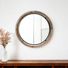 Load image into Gallery viewer, 24" Round Framed Accent Mirror - Black / Brown