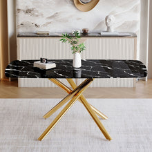Load image into Gallery viewer, Luxurious Marble Patterned Dining Table With Metal Fork Legs