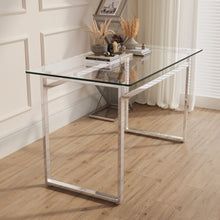 Load image into Gallery viewer, Modern Minimalist Rectangular Dining Table With Tempered Glass Top